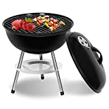SunJas BBQ Barbacoa Parrilla Parrilla de carbón Parrilla de barbacoa de jardín de hierro para 3-5 personas (36.5 * 36.5 * 37) cm